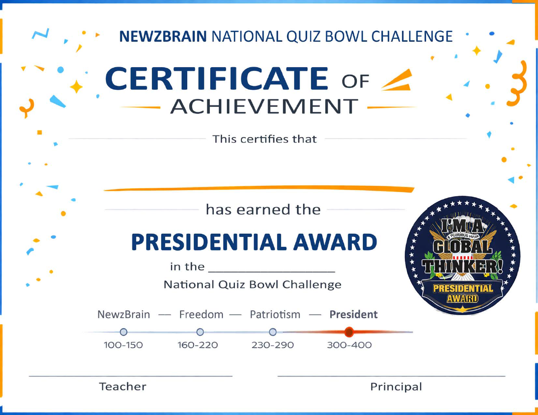 Quiz Bowl certificates